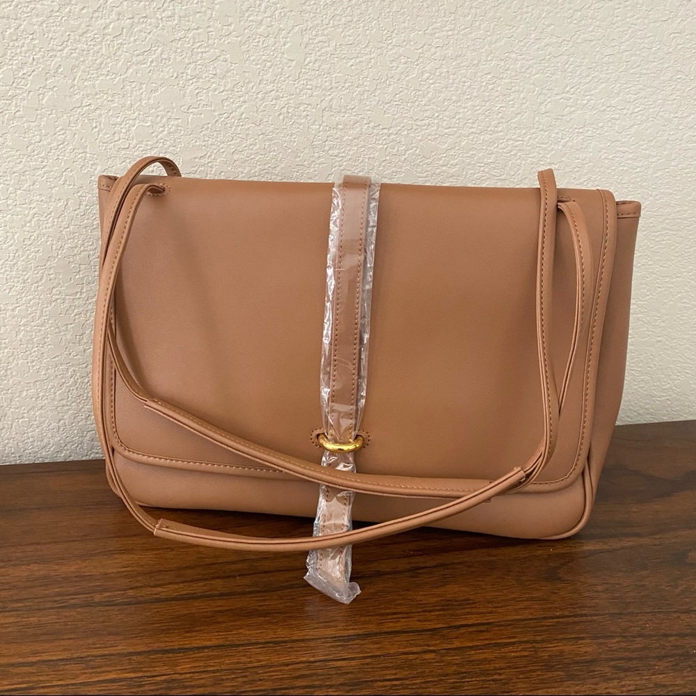 Golden Brown Belted Convertible Classic Shoulder Crossbody Bag Purse - Picture 2 of 14